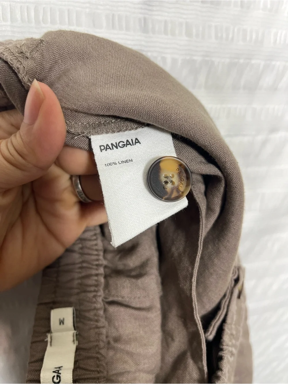 Pangaia Garterized Drawstring Track Pants in Brown Linen Size Medium